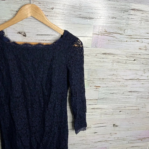 Adrianna Papell for E Live From The  Red Carpet Navy Lace Sheath Dress Size 4 - Picture 4 of 10
